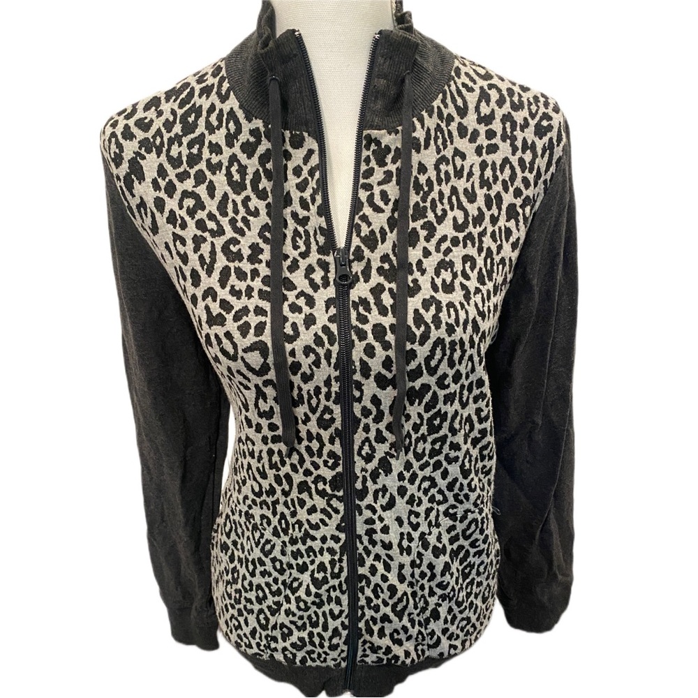 Jones New York Sport Animal Print Stretch Zip Up Jacket Sz. L
